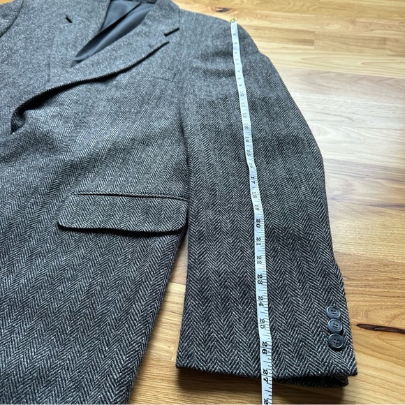 The Crossroads Collection Jacket Mens 46L Gray Herringbone Tweed Blazer Wool - Picture 14 of 16